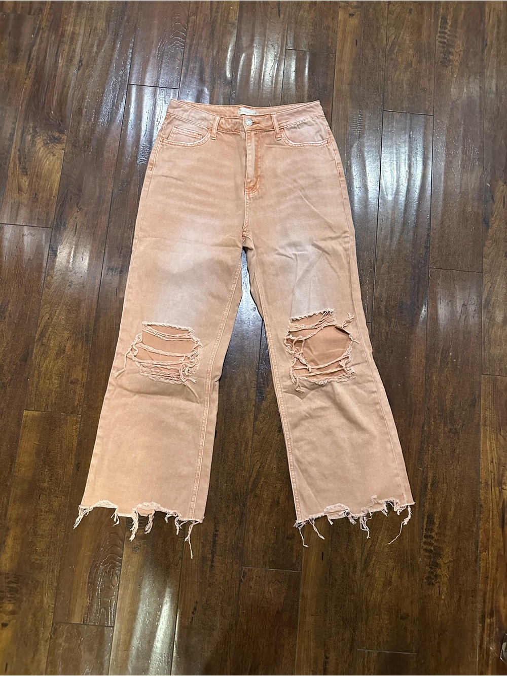 Alter’d State, High-Rise Distressed Cropped Jean - Peach Color